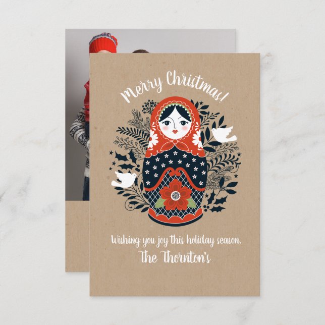 Tarjeta de Navidades de fotos de familia cute (Anverso / Reverso)