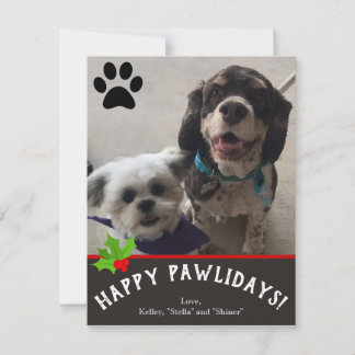 Tarjeta de Navidades de fotos de feliz Mascota Paw