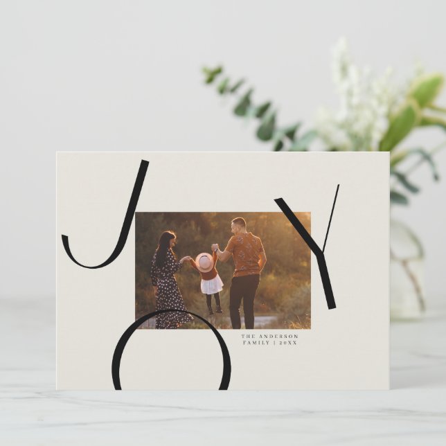 Tarjeta de Navidades de fotos de gran alegría (Anverso de pie)