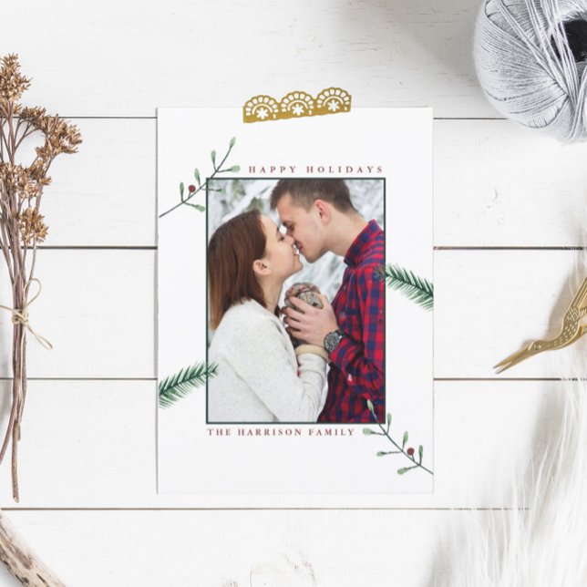 Tarjeta de Navidades de fotos de Holly Branches (Subido por el creador)