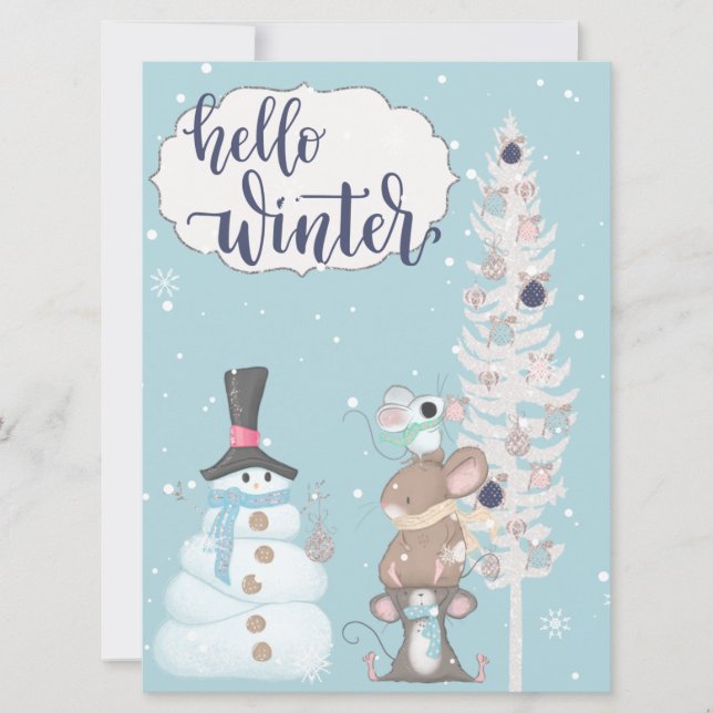 Tarjeta de Navidades de fotos de invierno de Hello (Anverso)