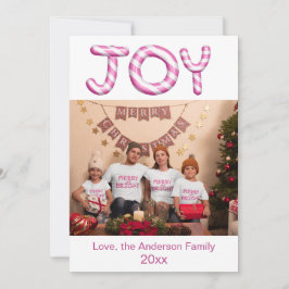 Tarjeta de Navidades de fotos de joy Pink Candy Ca