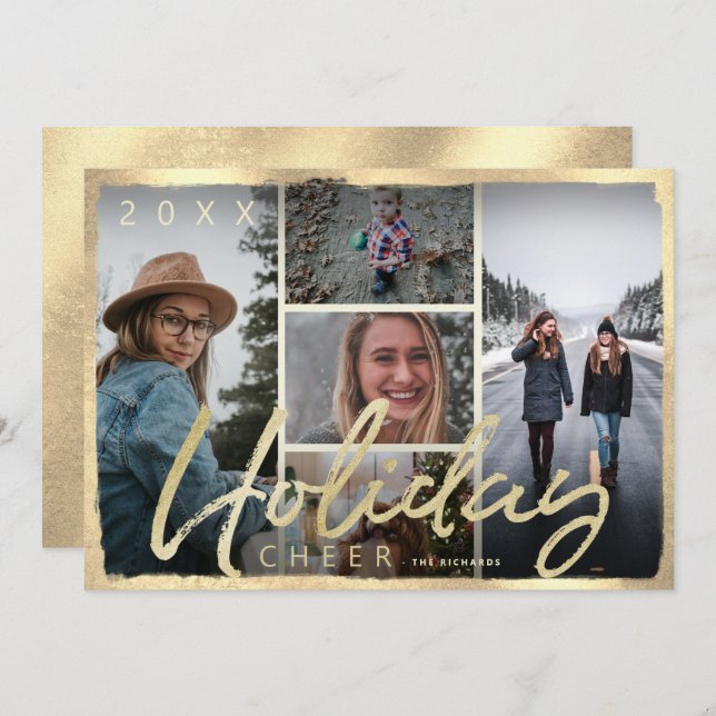 Tarjeta de Navidades de fotos de la escritura de o (Anverso / Reverso)