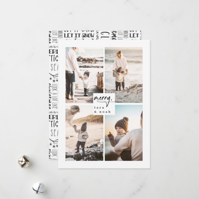 Tarjeta de Navidades de fotos de la familia Merry  (Anverso/Reverso In Situ)