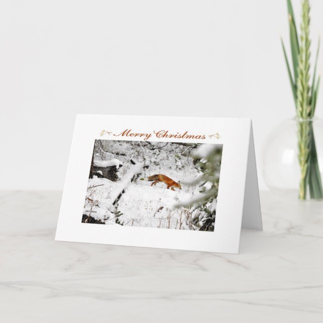 Tarjeta de Navidades de fotos de la nieve de Fox e (Anverso)