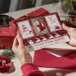 Tarjeta de Navidades de fotos de la nieve de la ni