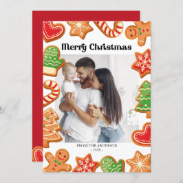 Tarjeta de Navidades de fotos de las cookies de Gi