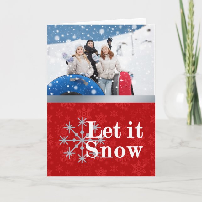 Tarjeta de Navidades de fotos de Let It Snow (Anverso)