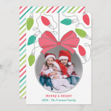 Tarjeta de Navidades de fotos de luces coloridas y