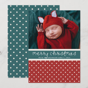 Tarjeta de Navidades de fotos de puntos de polka v