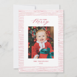Tarjeta de Navidades de fotos de rayas rojas muy m