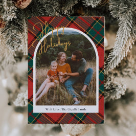 Tarjeta de Navidades de fotos de Red Plaid