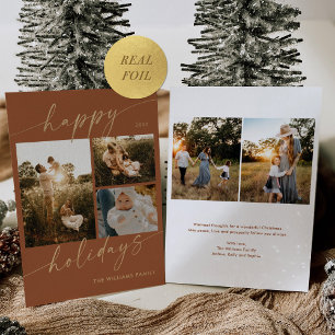 Tarjeta de Navidades de fotos de Relieve metalizad