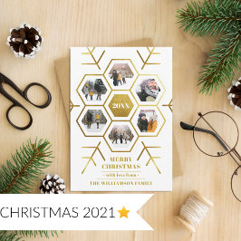 Tarjeta de Navidades de fotos de Relieve metalizad