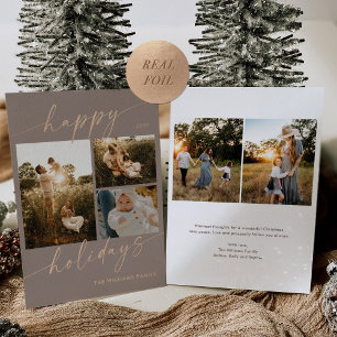 Tarjeta de Navidades de fotos de Rosa Relieve meta