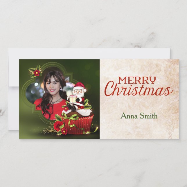Tarjeta de Navidades de fotos de Santa (Anverso)