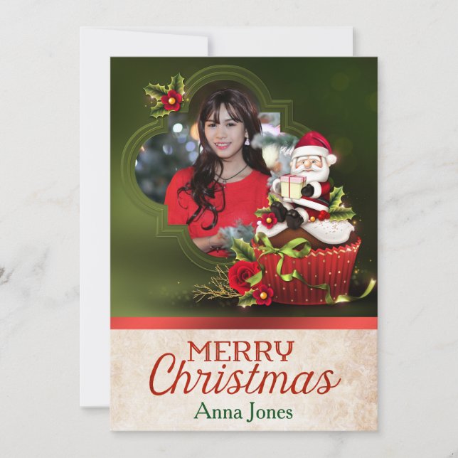 Tarjeta de Navidades de fotos de Santa (Anverso)