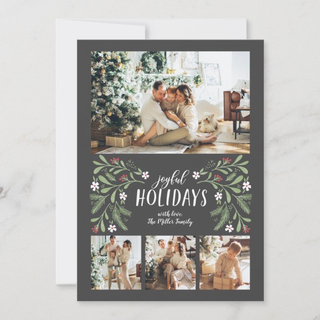 Tarjeta de Navidades de fotos de vacaciones alegre (Anverso)