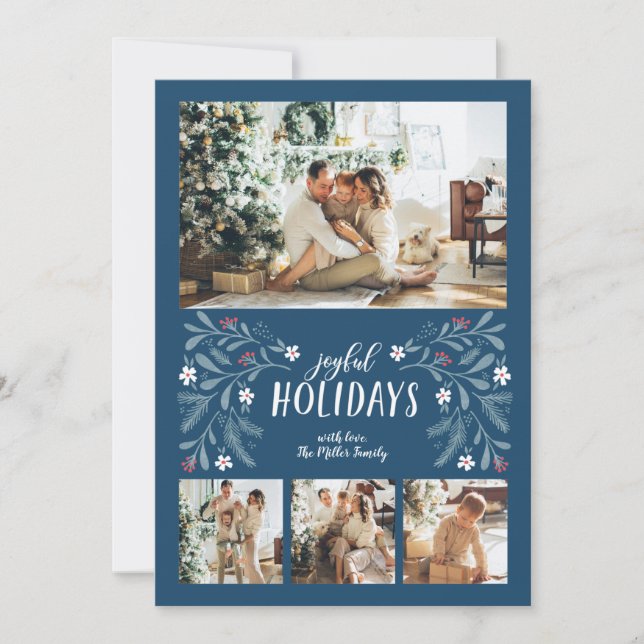 Tarjeta de Navidades de fotos de vacaciones alegre (Anverso)