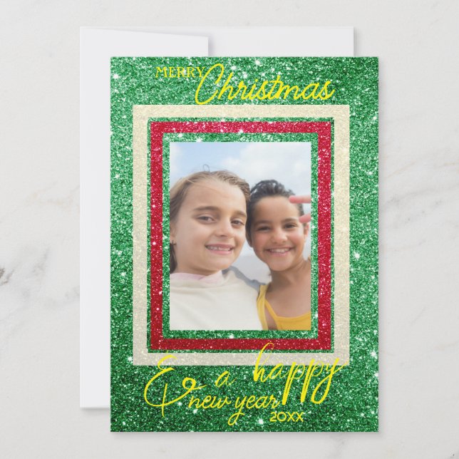 Tarjeta de Navidades de fotos de vacaciones de Pur (Anverso)