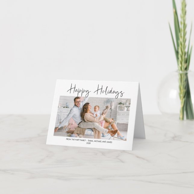 Tarjeta de Navidades de fotos de vacaciones felice (Anverso)