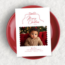 Tarjeta de Navidades de fotos de vieiras rojas sim