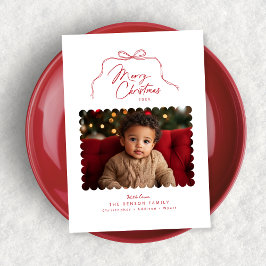 Tarjeta de Navidades de fotos de vieiras rojas sim
