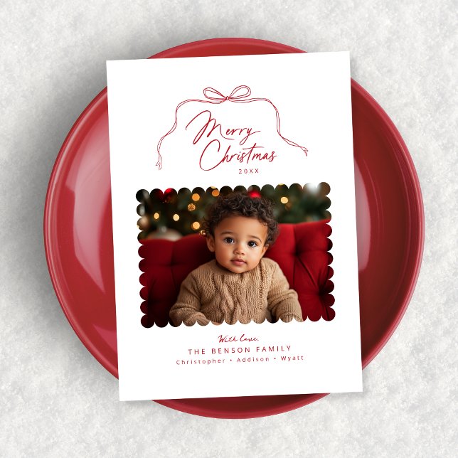 Tarjeta de Navidades de fotos de vieiras rojas sim (Shown on a 5" x 7" card)