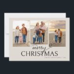 Tarjeta de Navidades de fotos del Cream Beach Coll<br><div class="desc">Tarjeta de Navidades Collage Photo Cream. 3 Fotos. Fondo crema. Año de revisión.</div>
