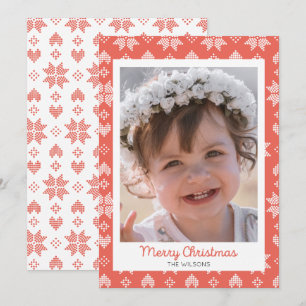 Tarjeta de Navidades de fotos del patrón de suéter