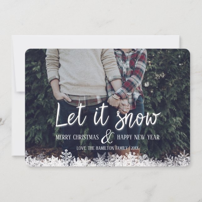 Tarjeta de Navidades de fotos familiares "Let it S (Anverso)