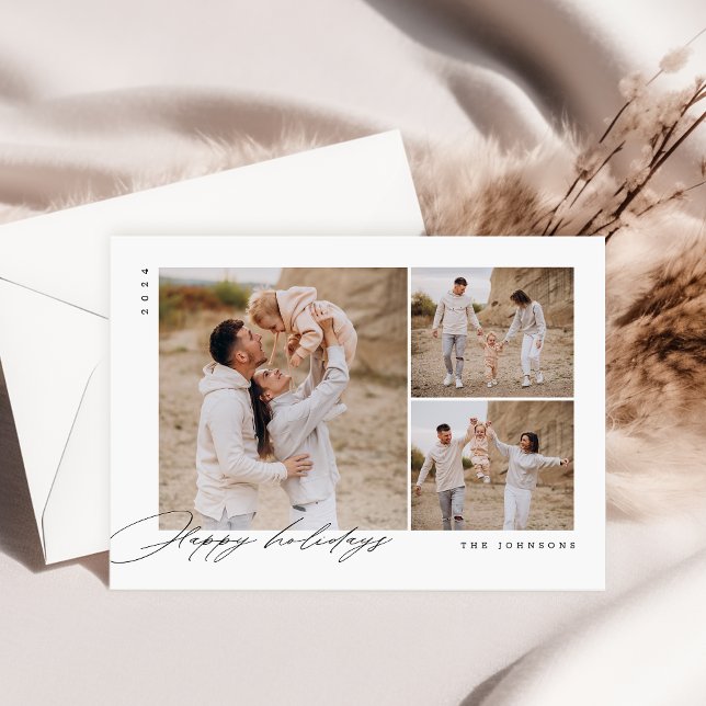 Tarjeta de Navidades de fotos familiares mínimos d (Subido por el creador)