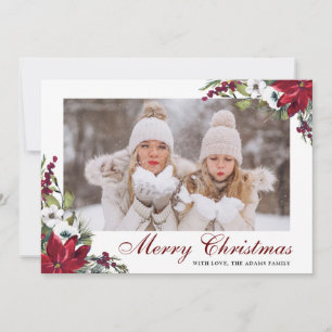 Tarjeta de Navidades de FOTOS florales de Poinsett