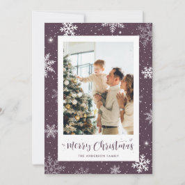 Tarjeta de Navidades de fotos Purple Snowflake