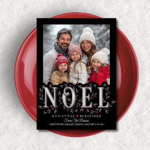 Tarjeta de Navidades de fotos rojas Noel Elegant B