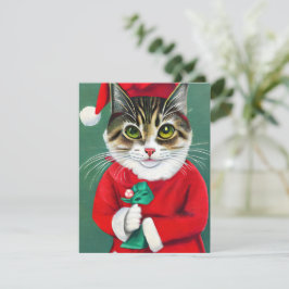 Tarjeta de Navidades de Gatito Gatito Vintage