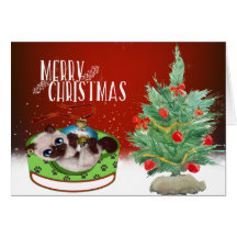 Tarjeta de Navidades de gatito siamesa