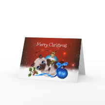 Tarjeta de Navidades de gatito siamesa