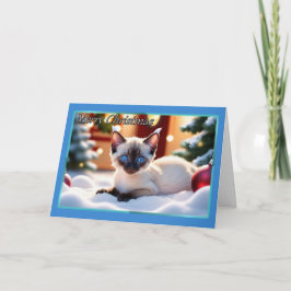 Tarjeta de Navidades de gatito siamesa