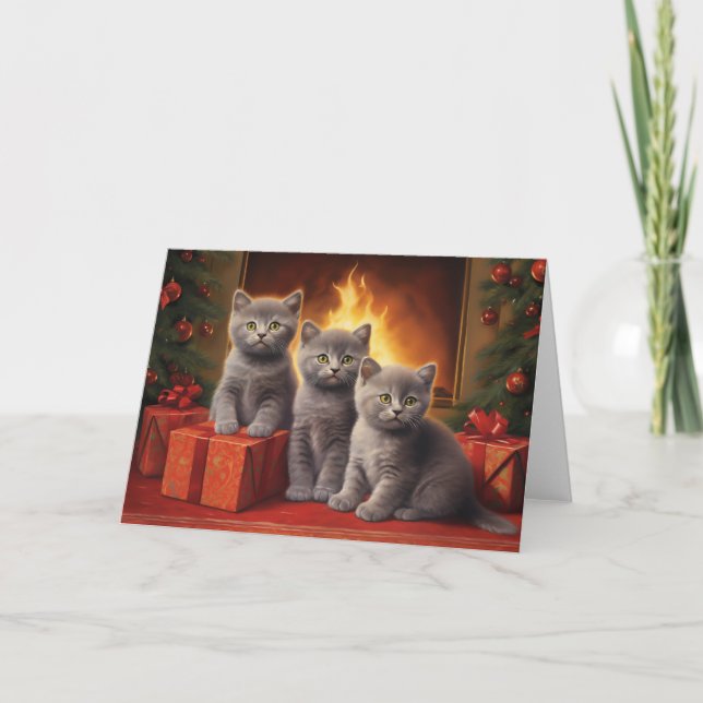 Tarjeta de navidades de gatitos de acorazado britá (Anverso)