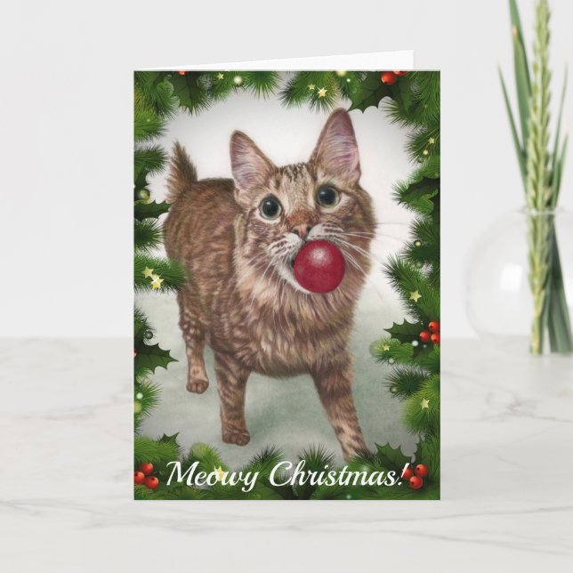 Tarjeta de Navidades de gato (Anverso)