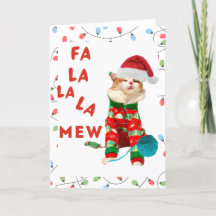 Tarjeta de Navidades de gato Fa la la Mew