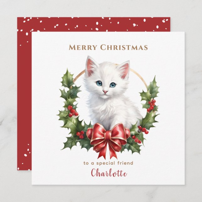 Tarjeta de Navidades de Gato Gatito Gatito Navidad (Anverso / Reverso)