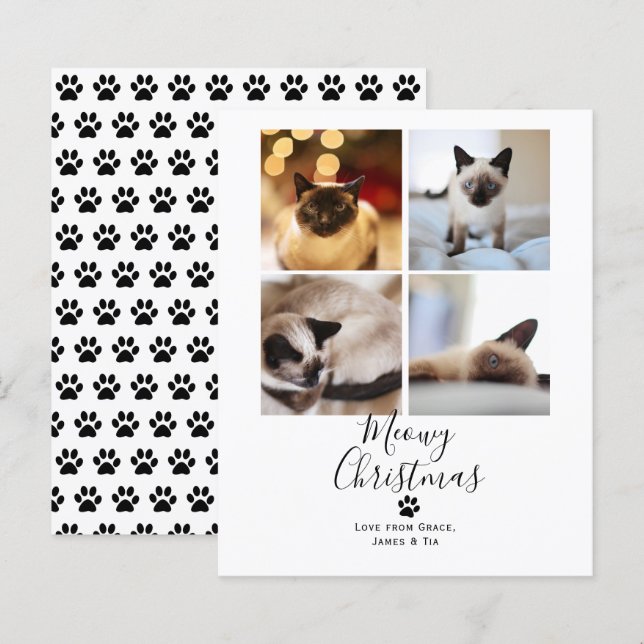 Tarjeta de Navidades de gato Mascota de Navidades  (Anverso / Reverso)