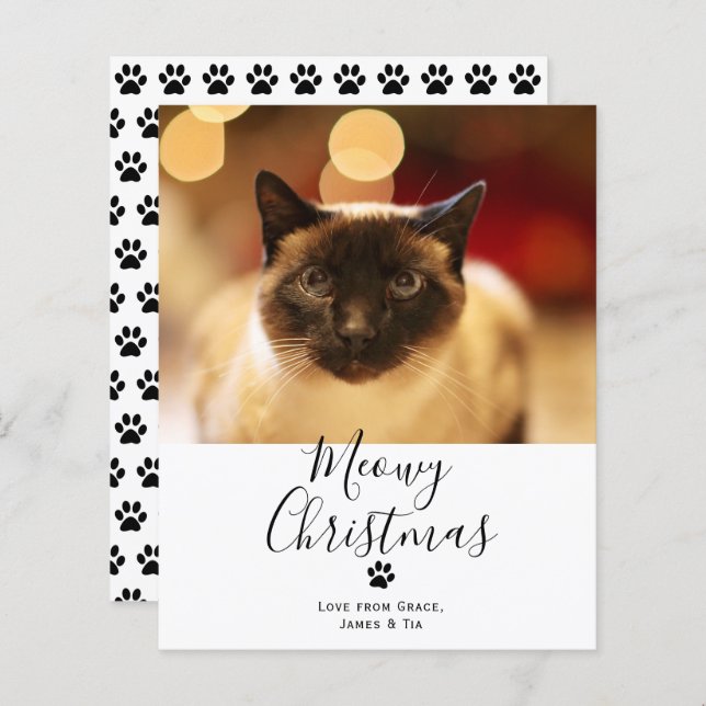 Tarjeta de Navidades de gato Mascota de Navidades  (Anverso / Reverso)
