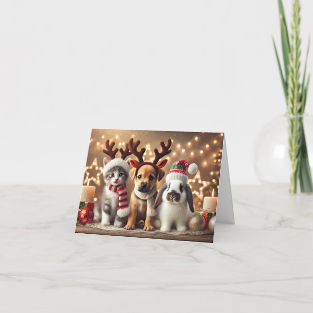 Tarjeta de Navidades de gato, tarjeta de Navidades (Anverso)