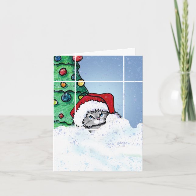 Tarjeta de Navidades de gatos KiniArt Tabby (Anverso)