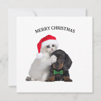 Tarjeta de Navidades de gatos y perros graciosos p