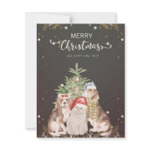 Tarjeta de Navidades de gatos y perros navidades