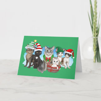 Tarjeta de Navidades de gatos y tripulaciones de 5